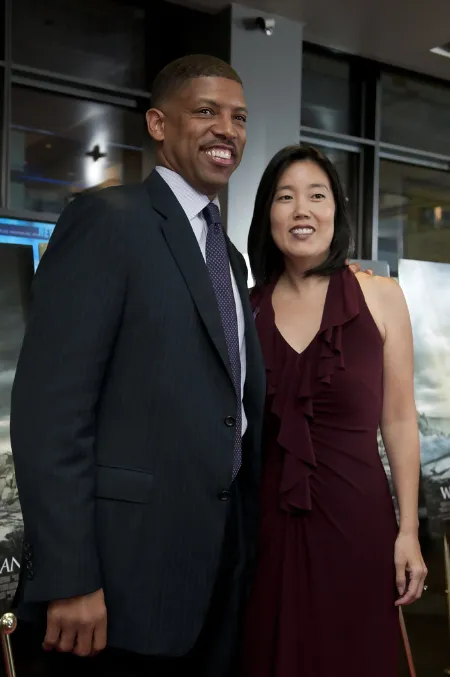 Kevin Johnson with his wife Michelle Rhee