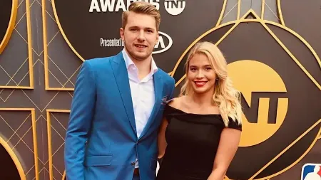 Luka Doncic with his girlfriend Anamaria GoltesImage Source: Instagram