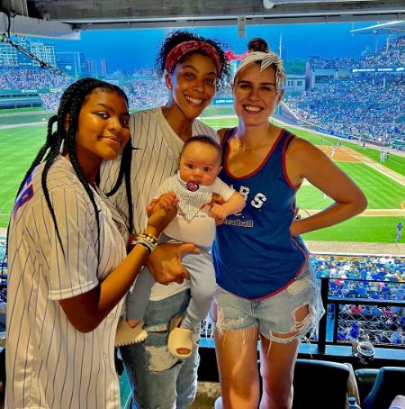 anna petrakova and candace parker along with their children lailla and air larry patrakov parker