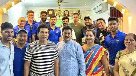 tilak varma family with sachin tendulkar and mi teammates