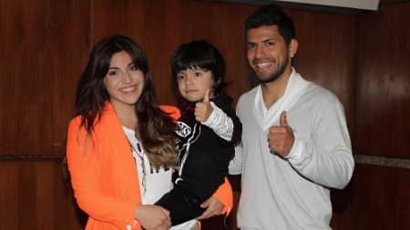 sergio agüero and giannina maradona with their son, benjamin agüero maradona