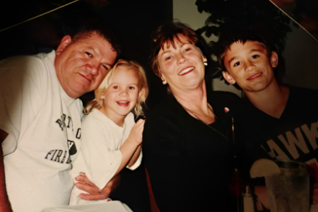 irvin favre with his wife bonita favre and his two children