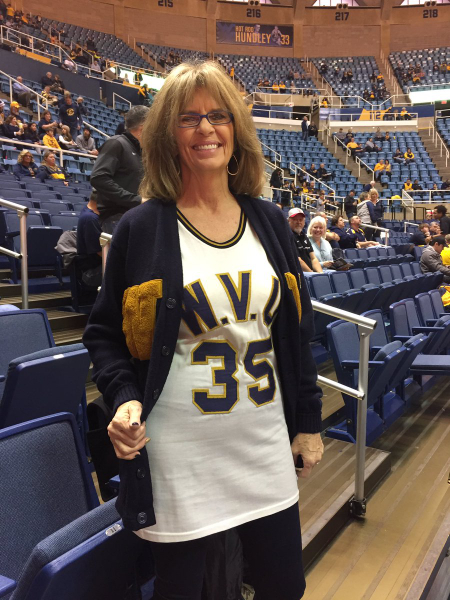 june huggins inside the basektball stadium