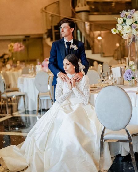 giulio ciccone with annabruna di iorio on their wedding day