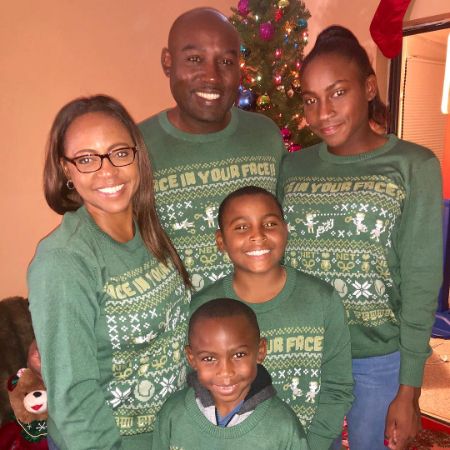 candi and corey gauff with their children during christimas in 2018