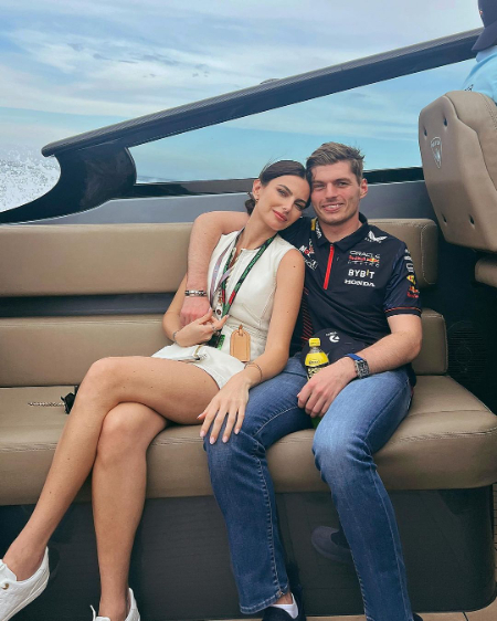 kelly piquet having a romantic moment with her boyfriend, max verstappen on a yacht