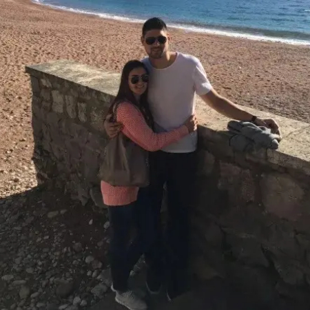 Nikola Vucevic with his wife during a vacation