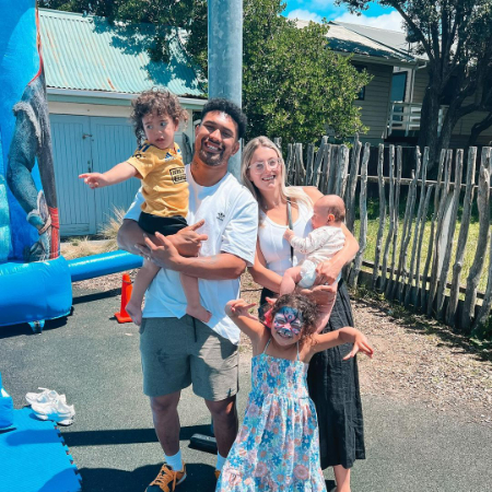 Ardie Savea and Saskia Savea with their kids,