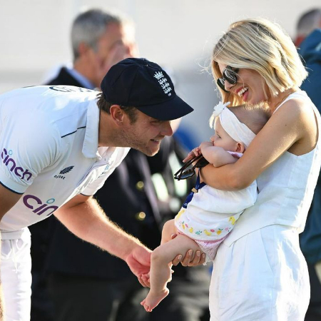 Mollie King with her Fiance, Stuart Broad and daughter, Anabella Broad