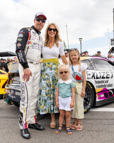 brad keselowski with his wife paige white and children scarlett and autumn